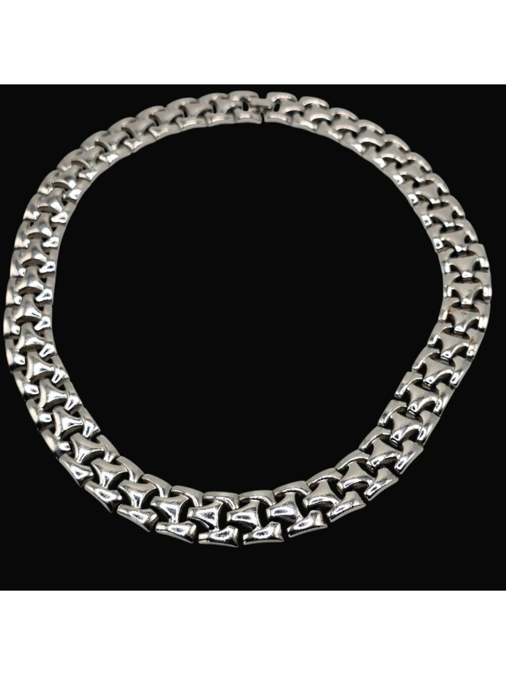 Vintage Trifari Silver Tone Link Necklace Chunky Chain Statement Pat Pend Signed